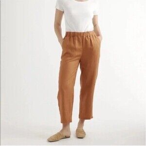 NWT Quince 100% European Linen Pants Terracotta Medium M Pockets Pull On